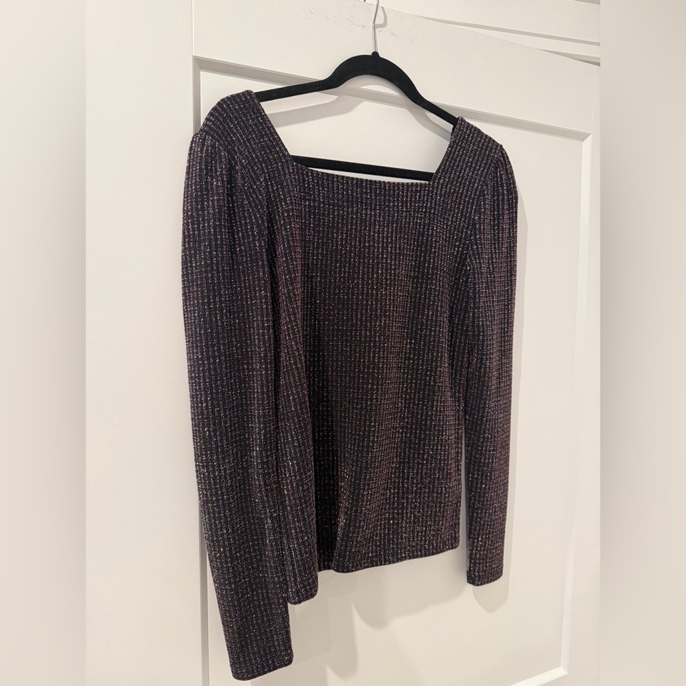 LOFT  Shimmer Ribbed Square Neck Top - Picture 5 of 5